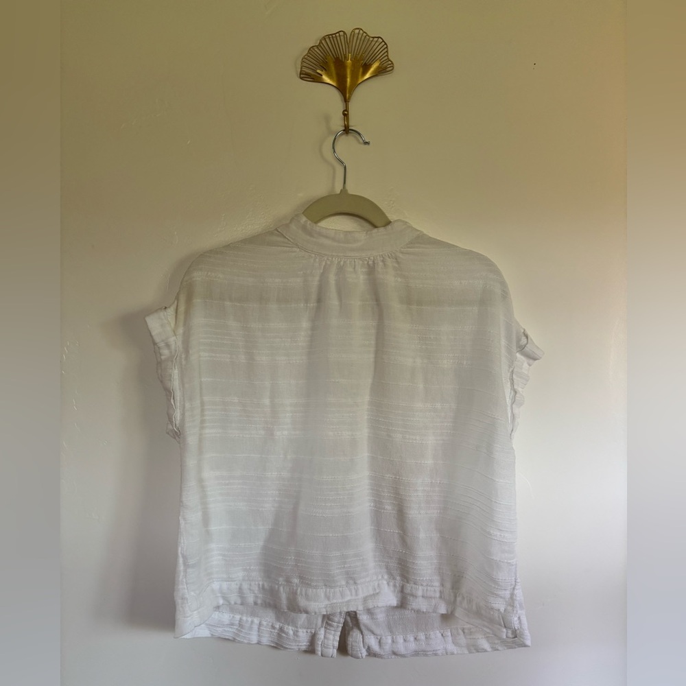Cloth & Stone White Textured Button-Front Blouse – Size Large | A9